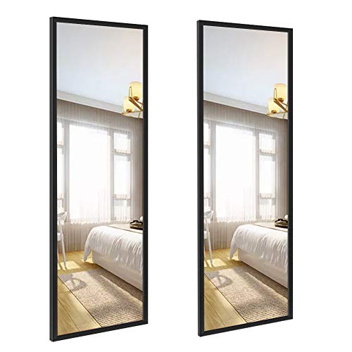 Amazon Brand - Eono Espejo de Cuerpo Entero de Pared, Espejo Largo y Grande de 35,6×122 cm, Apto para Baño, Dormitorio y Salon, Negro, Juego de 2