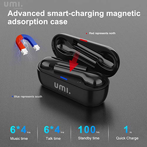 Amazon Brand-Umi Auriculares inalámbricos Bluetooth 5.0 con Hybrid Drivers Quad Umibuds Altavoces de grafeno duales dinámicos Auriculares Bluetooth inalambricos estéreo IPX7 Resistentes al Agua