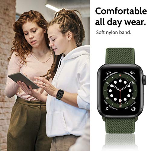 amBand Sport Solo Loop Band Compatible con la correa Apple Watch 38mm 40mm 41mm 42mm 44mm 45mm, elástico ajustable trenzado suave Correa de nylon compatible con la serie iWatch 7/6/5/4/3/2/1 SE