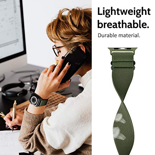 amBand Sport Solo Loop Band Compatible con la correa Apple Watch 38mm 40mm 41mm 42mm 44mm 45mm, elástico ajustable trenzado suave Correa de nylon compatible con la serie iWatch 7/6/5/4/3/2/1 SE