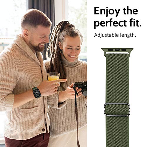amBand Sport Solo Loop Band Compatible con la correa Apple Watch 38mm 40mm 41mm 42mm 44mm 45mm, elástico ajustable trenzado suave Correa de nylon compatible con la serie iWatch 7/6/5/4/3/2/1 SE