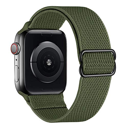 amBand Sport Solo Loop Band Compatible con la correa Apple Watch 38mm 40mm 41mm 42mm 44mm 45mm, elástico ajustable trenzado suave Correa de nylon compatible con la serie iWatch 7/6/5/4/3/2/1 SE