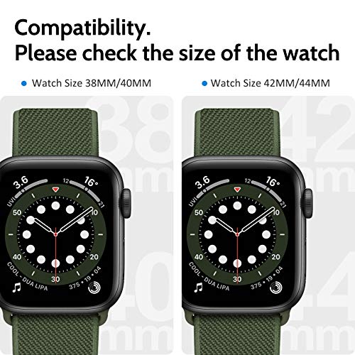 amBand Sport Solo Loop Band Compatible con la correa Apple Watch 38mm 40mm 41mm 42mm 44mm 45mm, elástico ajustable trenzado suave Correa de nylon compatible con la serie iWatch 7/6/5/4/3/2/1 SE
