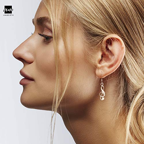 Amberta Pendientes Colgantes para Mujer en Plata de Ley 925: Clave de Sol