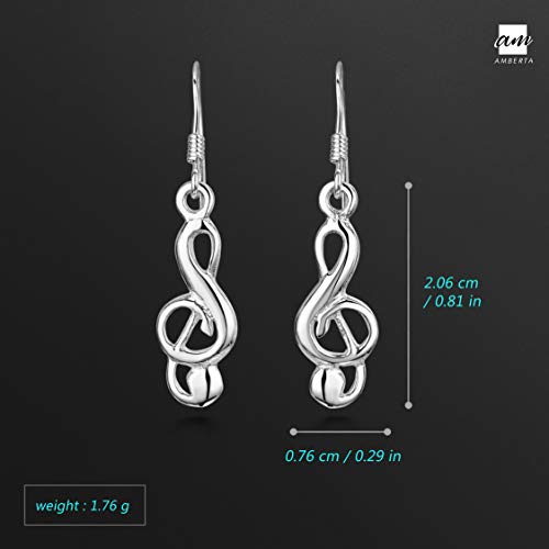 Amberta Pendientes Colgantes para Mujer en Plata de Ley 925: Clave de Sol