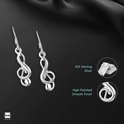 Amberta Pendientes Colgantes para Mujer en Plata de Ley 925: Clave de Sol