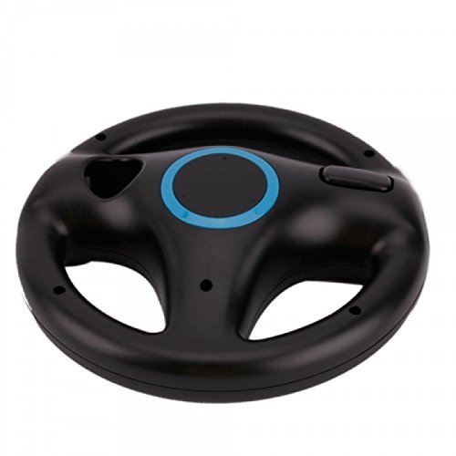 AMEEGO Steering Wheel Design Stand Mario Kart Racing Game Steering Wheel Stand For Wii Game Controller (Black)