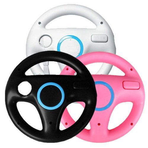 AMEEGO Steering Wheel Design Stand Mario Kart Racing Game Steering Wheel Stand For Wii Game Controller (Black)
