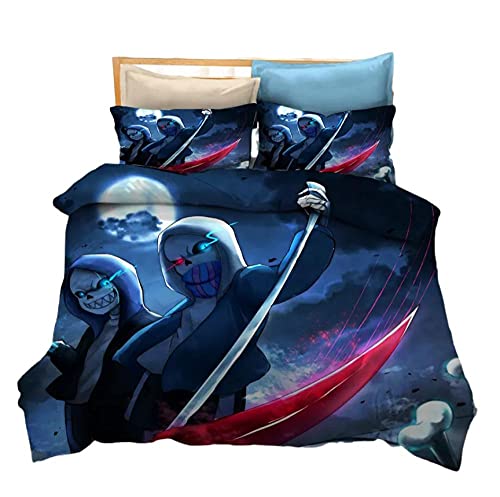 AmenSixye Undertale-Juego de Cama con Estampado 3D, Fundas de edredón, Fundas de Almohada, edredón, Ropa de Cama, Lino (sin sábana) 210x210cm 3piezas