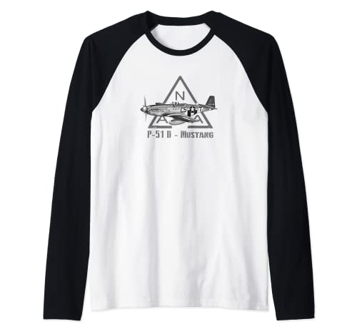 América del Norte p-51 mustang avión de combate militar WW2 Camiseta Manga Raglan