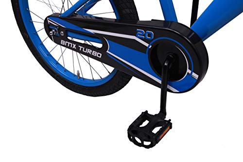 Amigo BMX Turbo - Bicicleta Infantil de 20 Pulgadas - para niños de 5 a 9 años - con V-Brake, Freno de Retroceso, Timbre y estándar - Azul