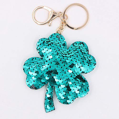 Amosfun Trébol Llavero Día de San Patricio Lentejuelas Llavero de Cuatro Hojas Regalo de Llavero Afortunado Día de San Patricio Decoraciones Llavero para Amigos de La Familia 6 Piezas