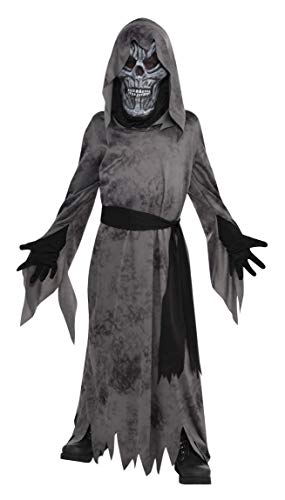 amscan-Black Hooded Costume-Age 4-6 Years-1 Pc Disfraz de Ghoul con Capucha Negra – Edad 4 – 6 años – 1 Pieza, Multicolor, (845694)
