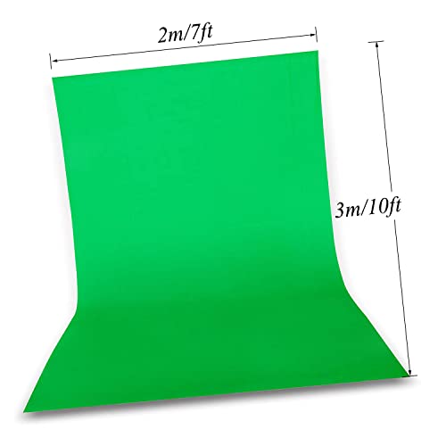 Andoer Fondos Fotográficos, 2x3M Chroma Key Lavable e Ironable Pantalla Verde Tejido de Algodón y Poliéster Backdrop para Estudio Fotografía, Vídeo y Televisión Tela Verde con 3 Pinzas