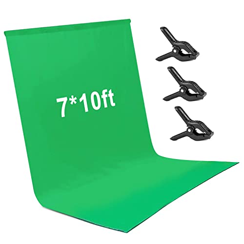 Andoer Fondos Fotográficos, 2x3M Chroma Key Lavable e Ironable Pantalla Verde Tejido de Algodón y Poliéster Backdrop para Estudio Fotografía, Vídeo y Televisión Tela Verde con 3 Pinzas