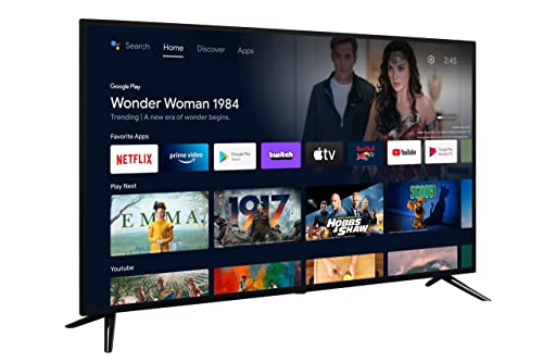 Andrino 43 Pulgadas 4K Smart TV AN43U01 Televisor 109 cm UHD LED Sintonizador T2/S2/C Android TV, Asistente de Google, Play Store, Prime Video, Netflix, DAZN, HBO MAX, Chromecast Wi-Fi Bluetooth HDR