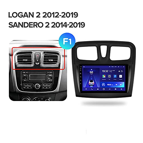 Android 10.0 para Renault Logan 2 Sandero 2 2014-2019 Reproductor de video multimedia estéreo para automóvil Navegación GPS Radio,control del volante,WIFI,carplay,Dash Cams(Size:F1,Color:WIFI 2G+32G)