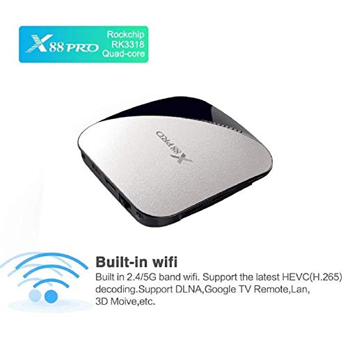 Android 9.0 TV Box 4GB RAM 32GB ROM RK3318 Quad-Core 64 bit Cortex-A53 CPU Penta-Core Mali-450 GPU 2.4GHz and 5GHz Dual Band WiFi H.265 4K Media Player