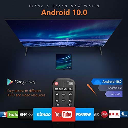 Android TV Box 10.0【4G+64G】, TICTID D1 PRO TV Box RK3318 Quad-Core 64bit WiFi-Dual 5G/2.4G+100M BT 4.0, 4K*2K UDR H.265, USB 3.0 Smart TV Box
