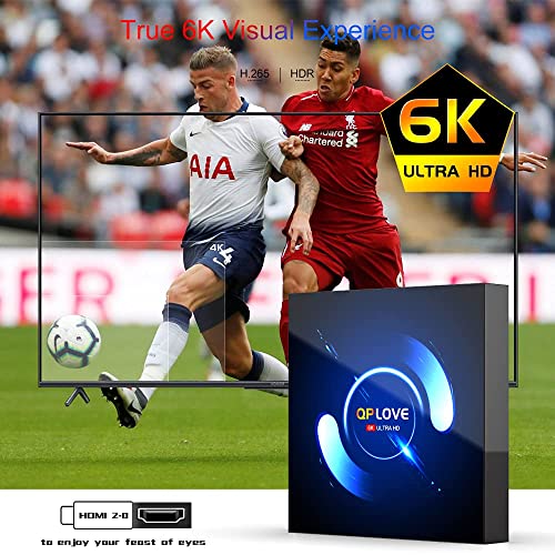 Android TV Box 10.0,【4GB RAM 64GB ROM】QPLOVE Q6 Smart TV Box Android H616 Quad Core 64Bits 2.4G/5GHz WiFi BT 5.0 3D 6K HD Con Mini Wireless Keyboard
