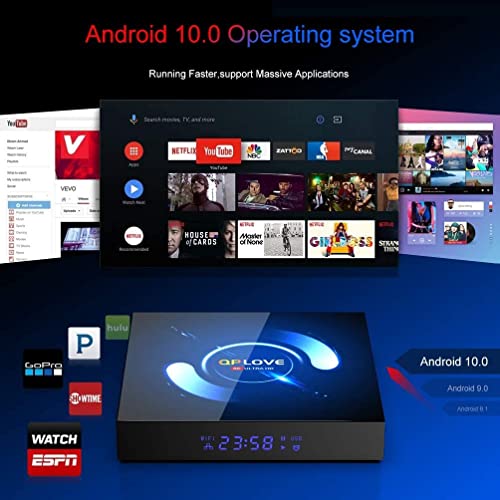 Android TV Box 10.0,【4GB RAM 64GB ROM】QPLOVE Q6 Smart TV Box Android H616 Quad Core 64Bits 2.4G/5GHz WiFi BT 5.0 3D 6K HD Con Mini Wireless Keyboard