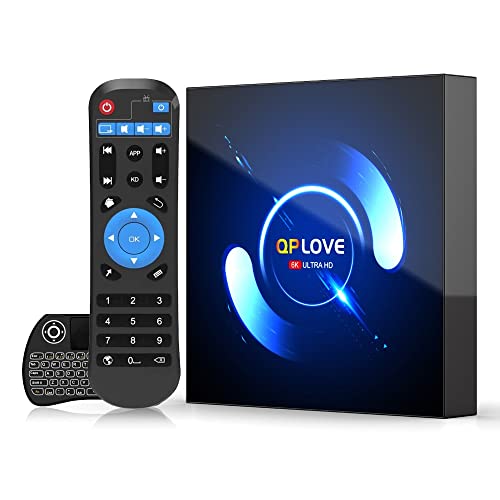 Android TV Box 10.0,【4GB RAM 64GB ROM】QPLOVE Q6 Smart TV Box Android H616 Quad Core 64Bits 2.4G/5GHz WiFi BT 5.0 3D 6K HD Con Mini Wireless Keyboard