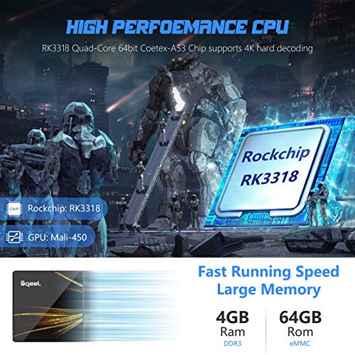 Android TV Box 10.0【4GB RAM+64GB ROM】 Bqeel TV Box 10 RK3318 Quad-Core 64bit Cortex-A53 con 2k*4K UHD H.265 , 5GHz / 2.4GHz WiFi ,BT 4.0 ,USB 3.0 Smart TV Box