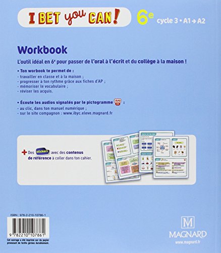 Anglais 6e cycle 3 A1-A2 I bet you can!: Workbook