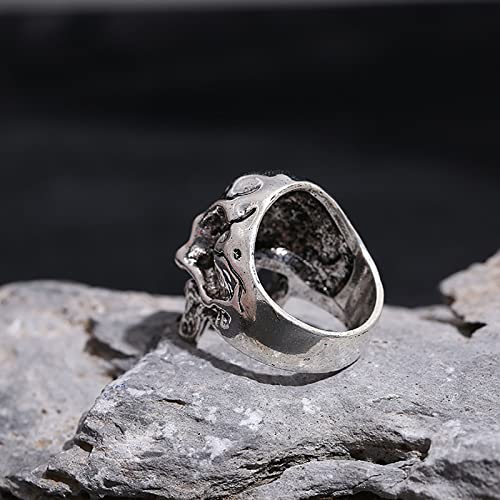 Anillo Gótico Steam Punk De Halloween - Anillo De Calavera De Demonio De Terror Vintage, Anillo Apilable Unisex De Motociclista De Hip Hop Apilable, Hombres Y Mujeres, Calavera