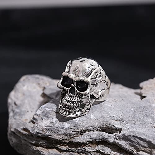 Anillo Gótico Steam Punk De Halloween - Anillo De Calavera De Demonio De Terror Vintage, Anillo Apilable Unisex De Motociclista De Hip Hop Apilable, Hombres Y Mujeres, Calavera