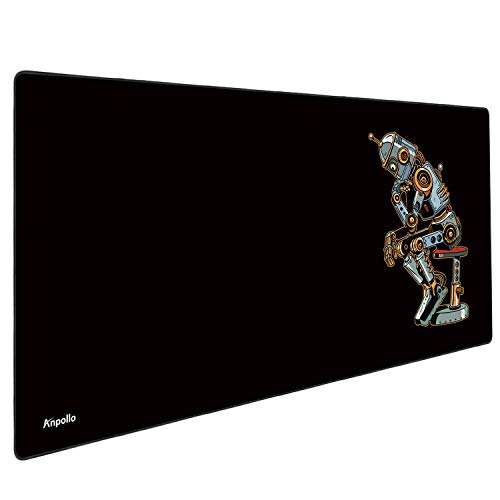 Anpollo Alfombrilla Gaming 900x400x3mm Alfombrilla Raton Ordenador XXL Alfombrilla Raton Base para Mesa Grande Negro Robot