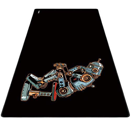 Anpollo Alfombrilla Gaming 900x400x3mm Alfombrilla Raton Ordenador XXL Alfombrilla Raton Base para Mesa Grande Negro Robot