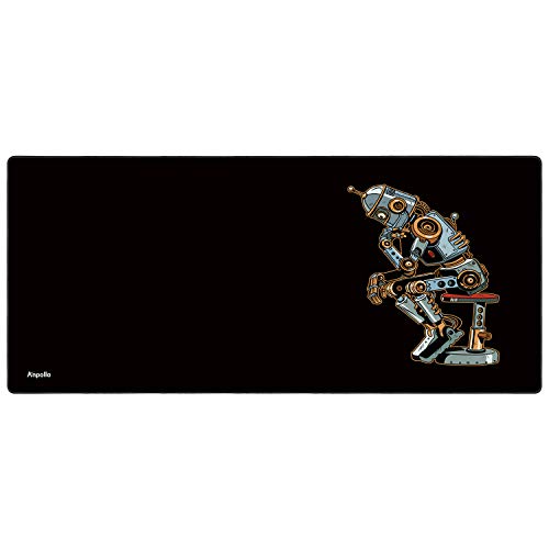 Anpollo Alfombrilla Gaming 900x400x3mm Alfombrilla Raton Ordenador XXL Alfombrilla Raton Base para Mesa Grande Negro Robot