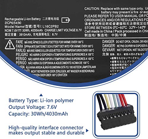 ANTIEE L16C2PB2 Laptop Batería para Lenovo IdeaPad 320-14AST 320-14IAP 320-14IKB 320-14ISK 320-15ABR 320-15AST 320-15IAP Series L16L2PB2 L16L2PB1 L16S2PB1 L16C2PB1 7.6V 30Wh 4030mAh