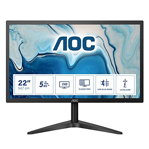 AOC 22B1H - Monitor de 21.5" FHD ( TN, VGA, HDMI, FlickerFree y Low Blue Light) negro