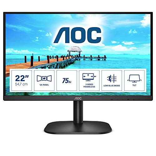 AOC Monitor 22B2H- 22" Full HD, 75Hz, VA, Flickerfree, 1920x1080, 200cd/m, D-SUB, HDMI