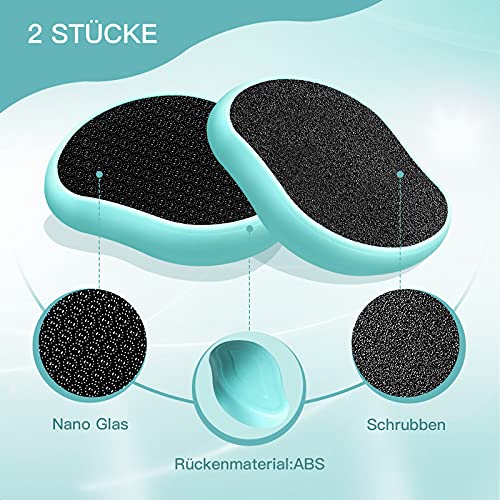 AOT 2 Piezas Lima Pies Vidrio Nano Callos Quita Durezas para Pies Eliminar de Callosidades y Muertas Piel Profesional Aparato de Pedicura Cuidado de Pies