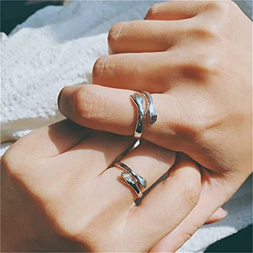 Aoten 2 anillos de couple Hug ajustables, anillo abierto, regalo para mujeres, madres y chicas
