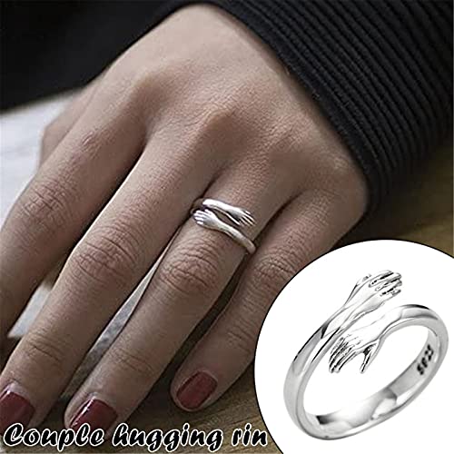 Aoten 2 anillos de couple Hug ajustables, anillo abierto, regalo para mujeres, madres y chicas