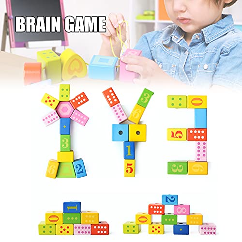 Aoten Beads Threading Game for Girls Boys Colored Wooden Toy Kids Early Educational Toy
