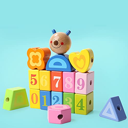 Aoten Beads Threading Game for Girls Boys Colored Wooden Toy Kids Early Educational Toy