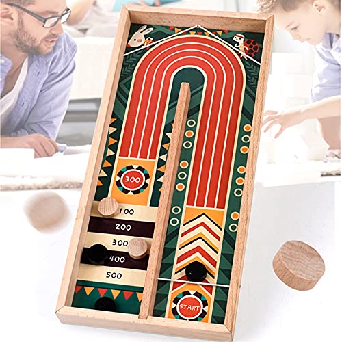 Aoten Fast Sling Puck Game Wood Competitive Table and Ball Pinball Table Game Scoring Design Puzzle Game for Children