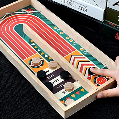 Aoten Fast Sling Puck Game Wood Competitive Table and Ball Pinball Table Game Scoring Design Puzzle Game for Children