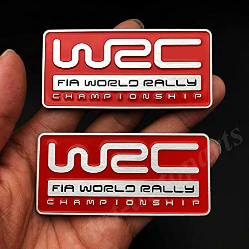 AOWIFT 2 unids Metal Red WRC FIA World Rally Championship Car Emblem Badge Calcomanía