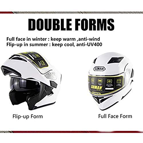 Aozu Casco de Moto con Bluetooth abatible en la Parte Delantera antichoque Cascos modulares Integrados Cara Completa Casco de Motocicleta de Carreras Doble Espejo MP3 HD Llamada(2,M(57~58cm))