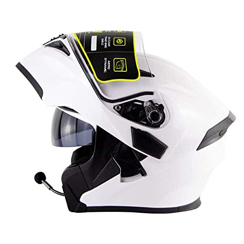 Aozu Casco de Moto con Bluetooth abatible en la Parte Delantera antichoque Cascos modulares Integrados Cara Completa Casco de Motocicleta de Carreras Doble Espejo MP3 HD Llamada(2,M(57~58cm))
