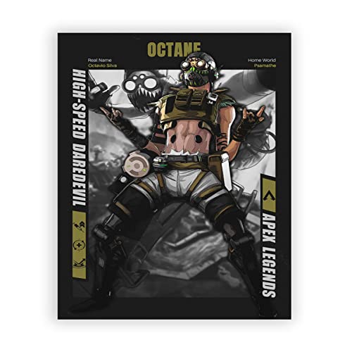 Apex Legends Octane Arte de pared para decoración del hogar Apex Legends Carteles para sala de estar Dormitorio decoración pintura para fanáticos del juego 8x10 pulgadas