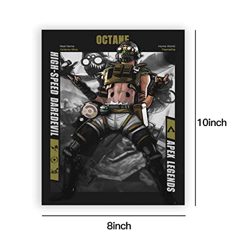 Apex Legends Octane Arte de pared para decoración del hogar Apex Legends Carteles para sala de estar Dormitorio decoración pintura para fanáticos del juego 8x10 pulgadas