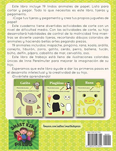 Aprende a usar las tijeras.: Cortar y pegar 19 animales manualidades de papel para niños de 3 años.: 2 (Todas mis actividades creativas)