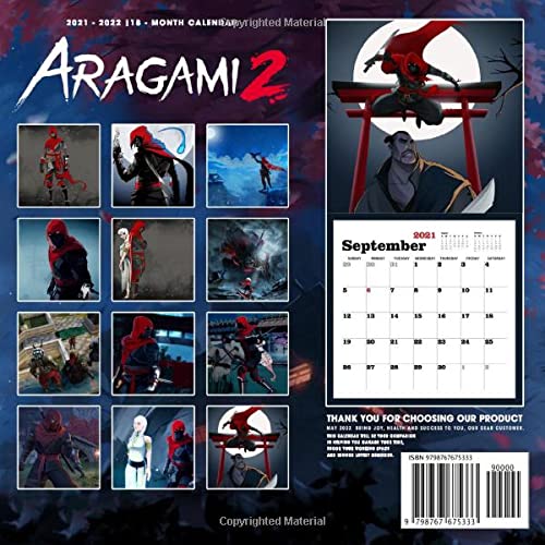 Aragami 2 Calendar 2022-2023: Aragami 2 Calendar 2022 - OFFICIAL Games calendar 2022 18 months- Planner Gifts boys girls kids and all Fans BIG SIZE 17''x11''(Kalendar Calendario Calendrier).